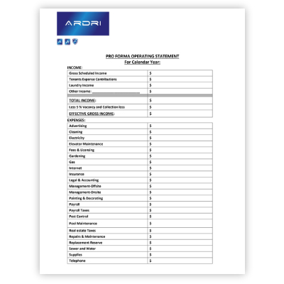 DSCR Pro Forma Operating Statement